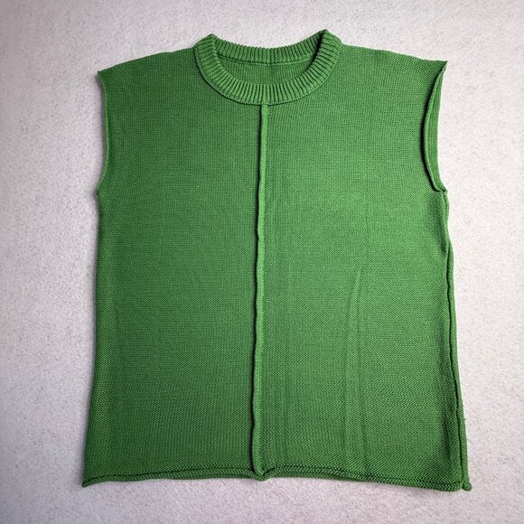 Women’s Lightweight Cap Sleeve Knit Top – Kelly Green, Loose Fit Pullover SMALL - Picture 3 of 9